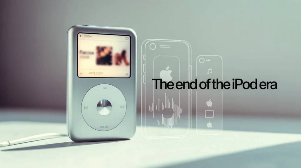 Vintage silver iPod signifying the apple discontinued ipod.